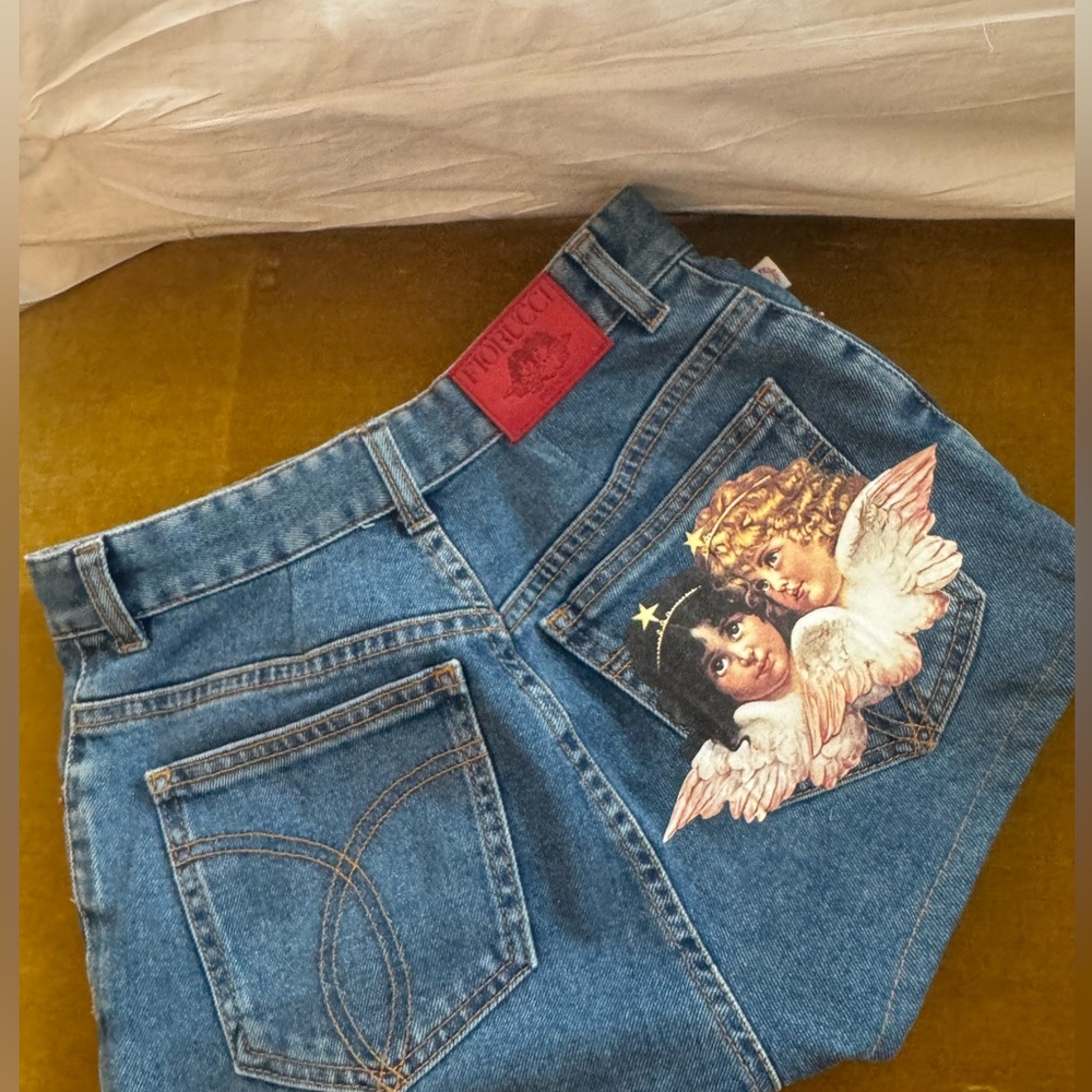 Fiorucci Angel Patch Denim Shorts